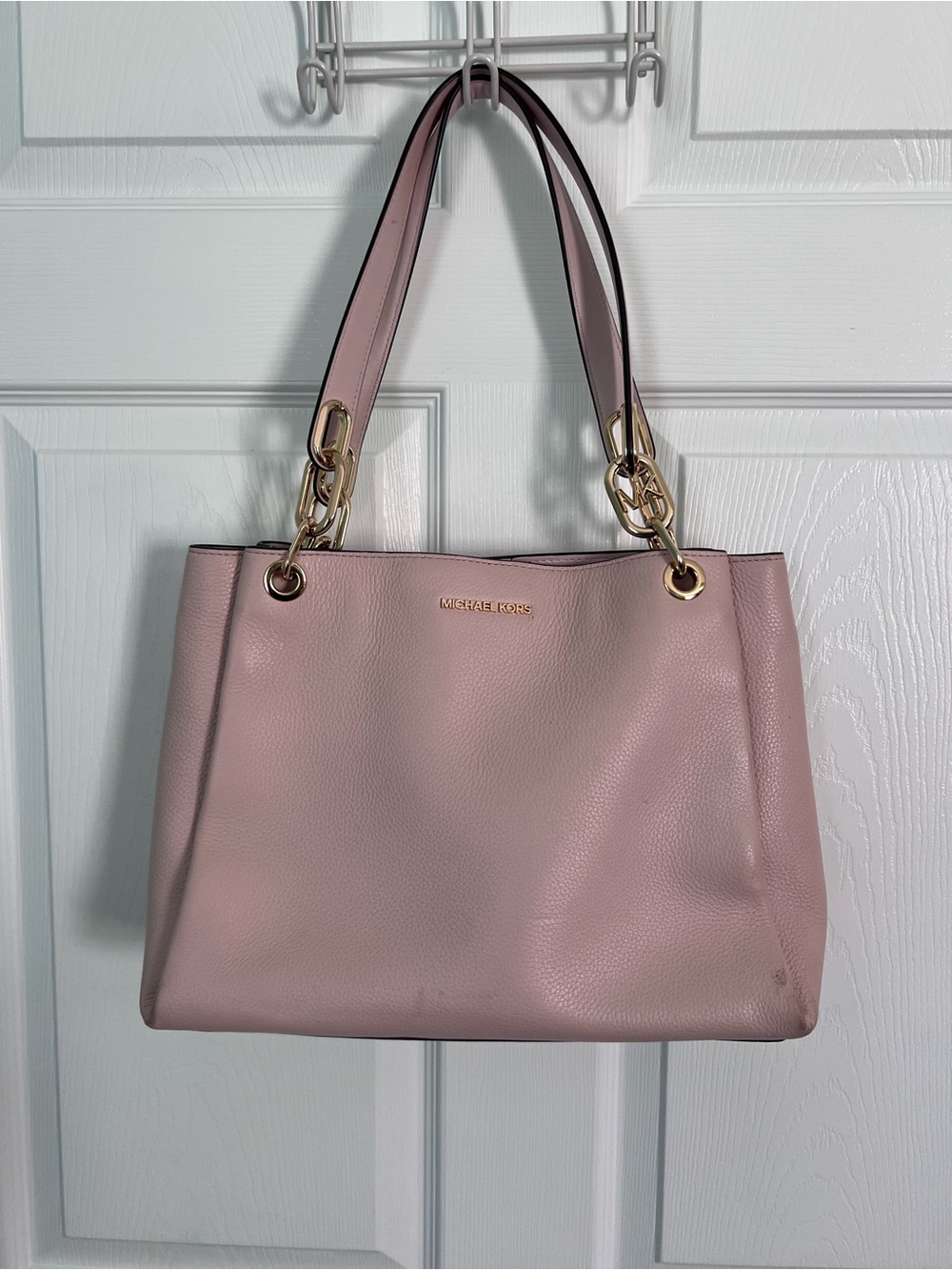 Michael Kors Blush Pink Pebbled Leather Shoulder Bag with Gold Hardware